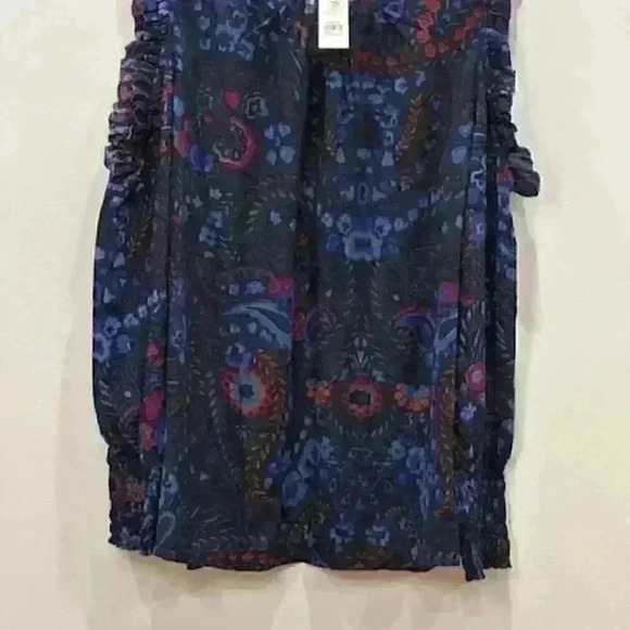 NWT! Loft Paisley Cold Shoulder Ruffle Blouse/Top/Shirt Blue Size Large - Picture 5 of 10
